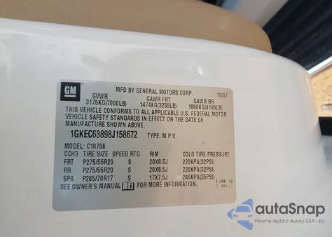 2008 GMC Yukon Denali from USA, damaged, VIN 1GKEC63898J158672